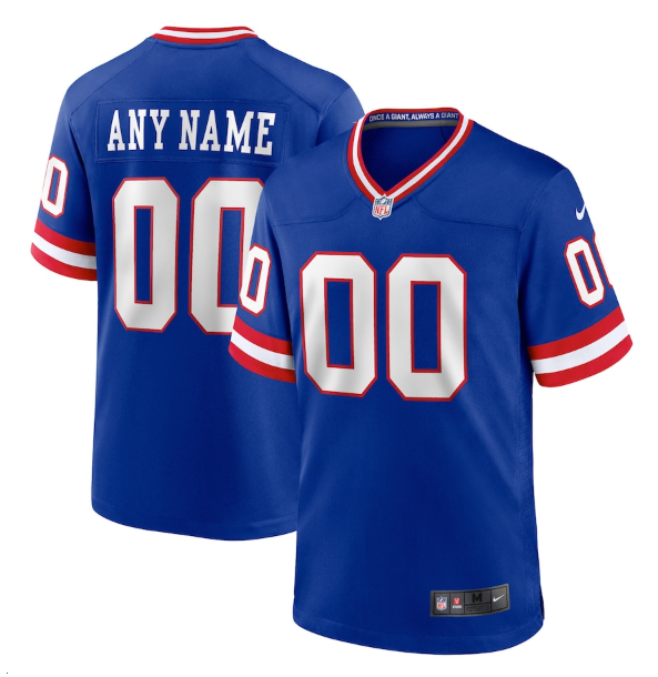 Men's New York Giants Active Player Custom Royal Classic Stitched Game Jersey